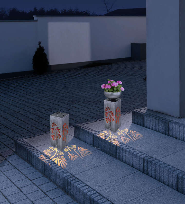 GLOBO Schalenständer mit Solarleuchte